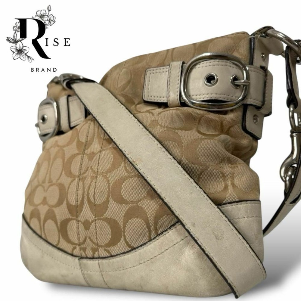 Authentic Coach Signature Canvas and Leather Crossbody Shoulder Bag