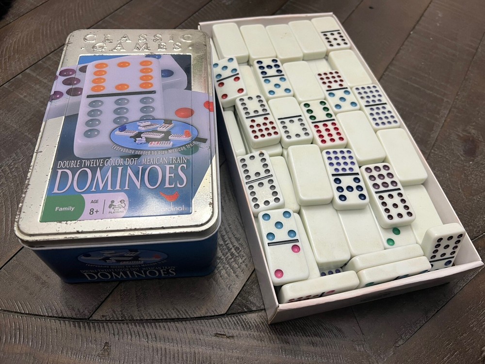 Vintage Dominoes Jumbo Color Dot Double Twelve-image
