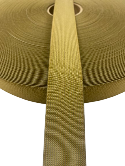 1 INCH Military Elastic Webbing MIL-W-5664 T-2 C-1 MilSpec - Per Yard KHAKI