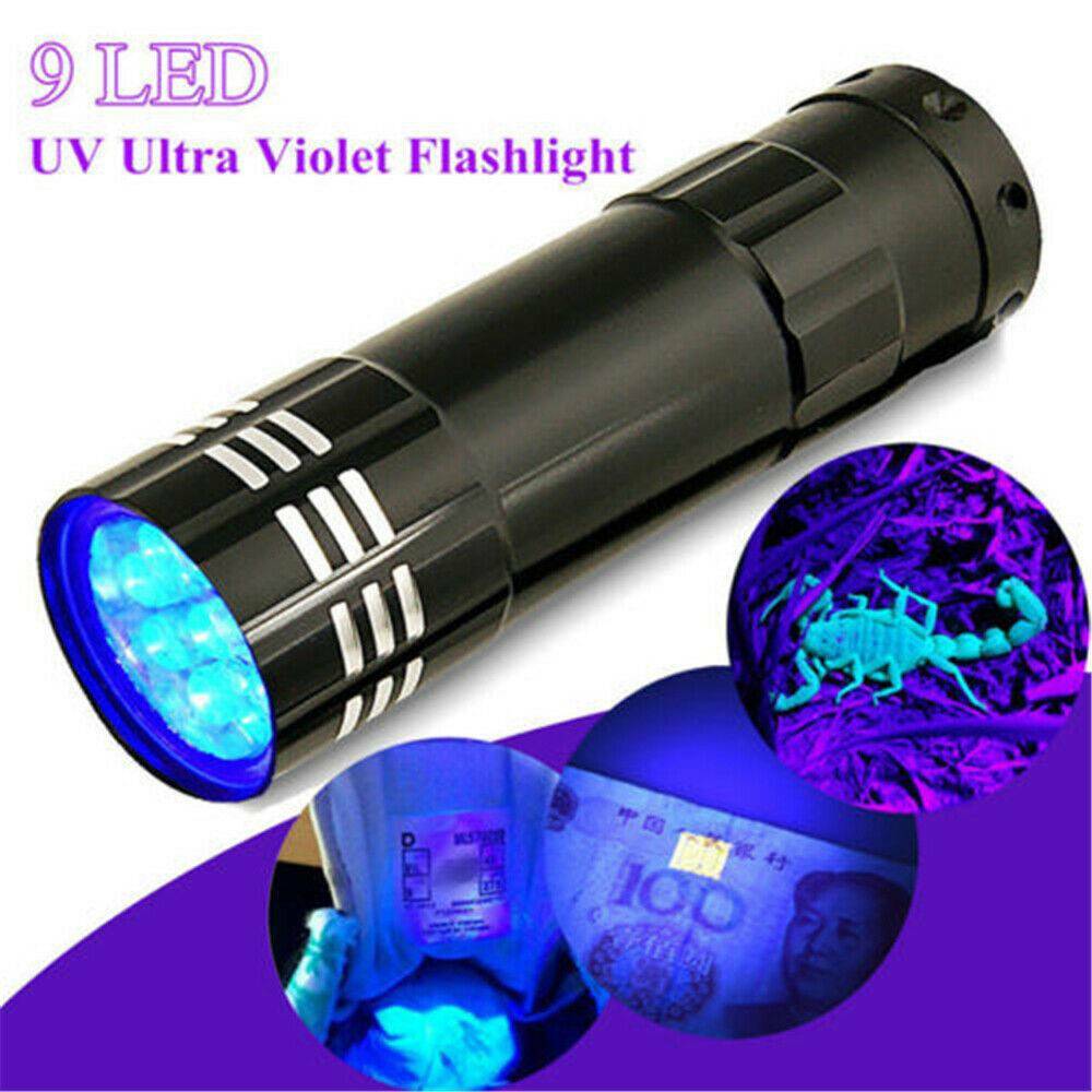 9 LED UV Torch Ultra Violet Flashlight Blacklight Lamp Camping Money Checker USA