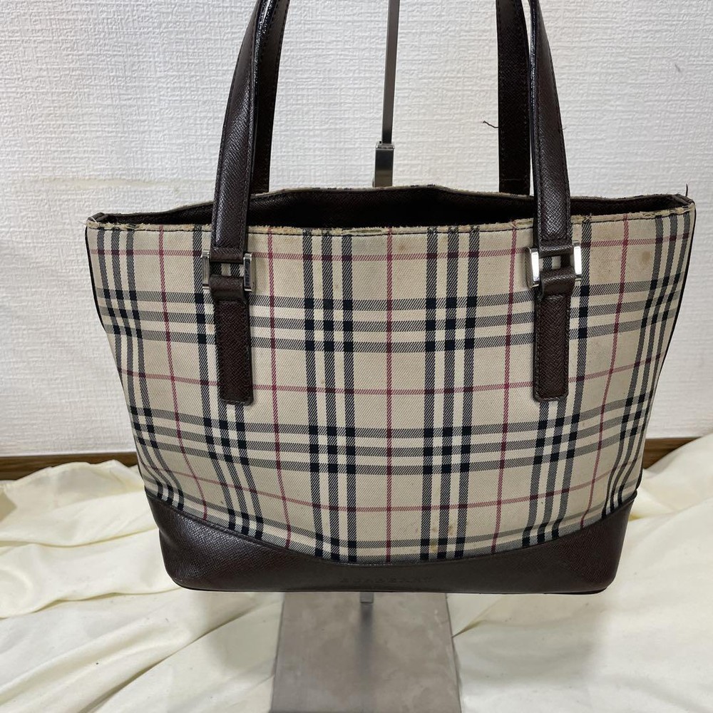 Burberry Handle Bag Nova Check Leather Beige Authentic F1105130