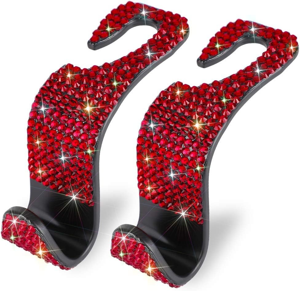 Car Headrest Hooks, Handmade Bling Diamond Car Headrest Hangers Organizer Uni
