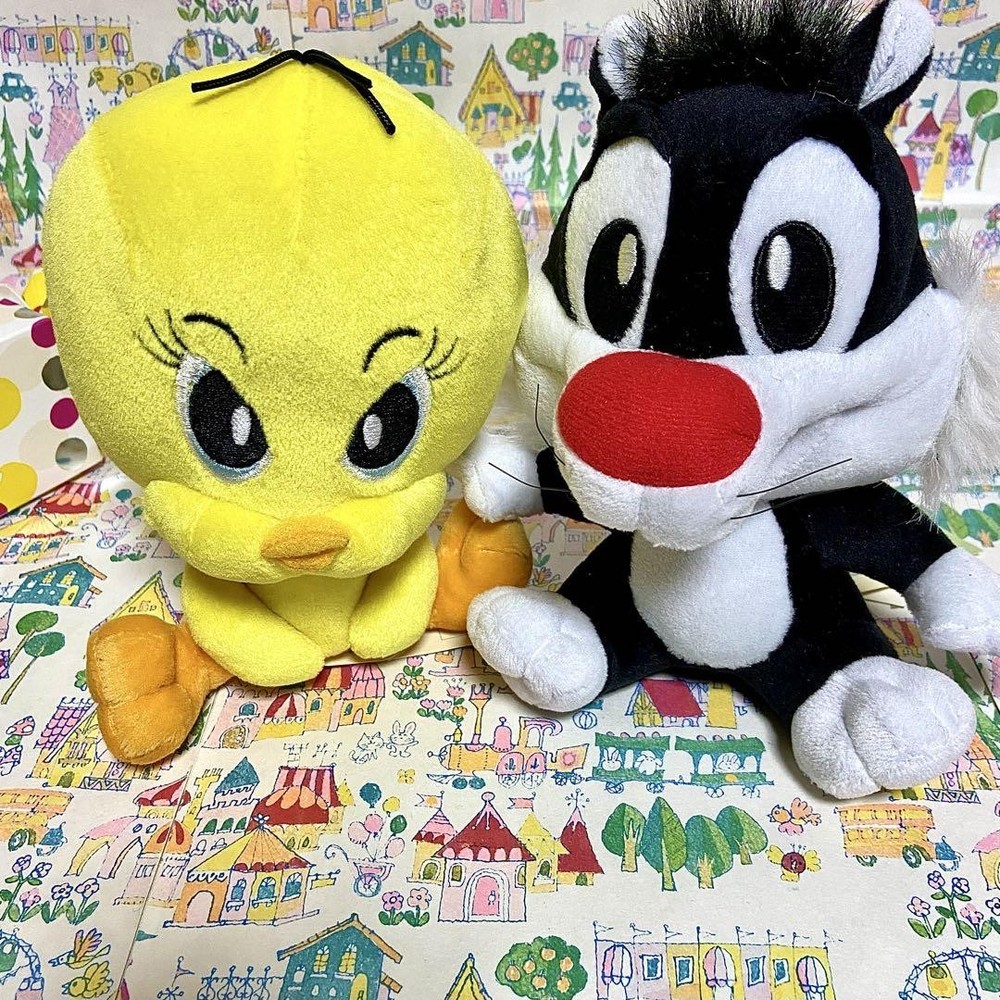 Cute Baby Rooney Tunes Tweety and Sylvester Plush Toy Set