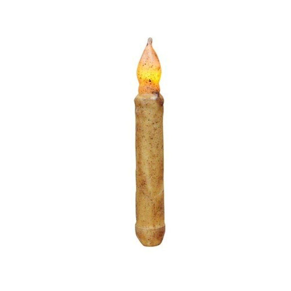 LED Taper Candles Set of 2, 6-Inch Burnt Ivory with Realistic Flicker Flameless Candles
