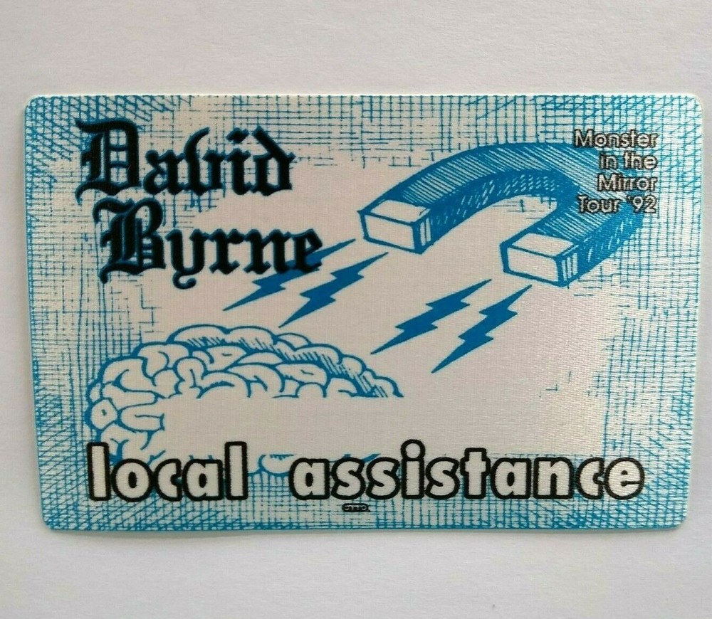 David Byrne Monster In The Mirror Uh-Oh Backstage Pass New Wave Talking Heads