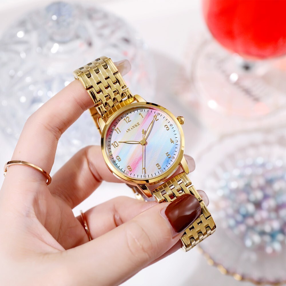 Casual Rainbow Color Ladies Watch with Japanese Movement - Waterproof Student Ti