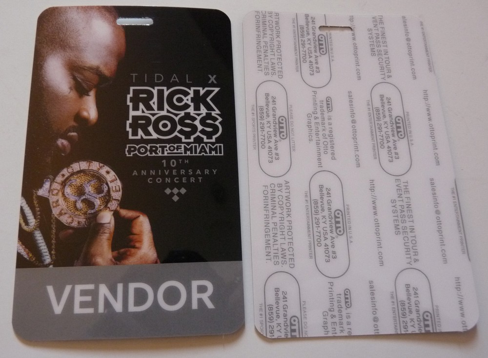Rick Ross Port Of Miami 2006 Concert Vendor Tour Backstage Pass Laminate D2