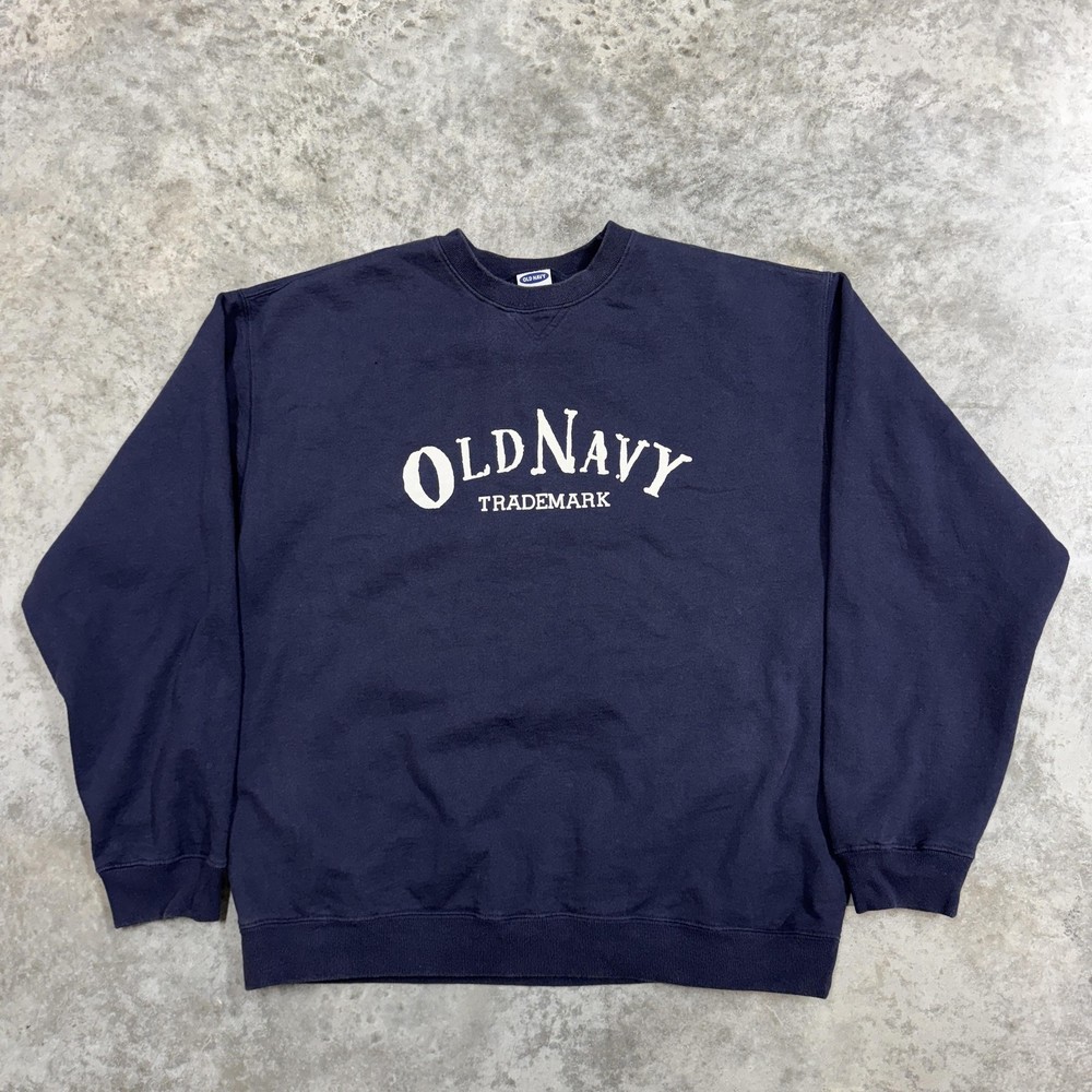 Vintage Old Navy Sweatshirt Mens Large Blue Crewneck Logo Pullover Fleece 90s