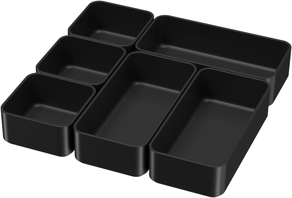 6 Pcs Stackable Drawer Organizer Set Desk Drawer Dividers, Bathroom Vanity Cosme