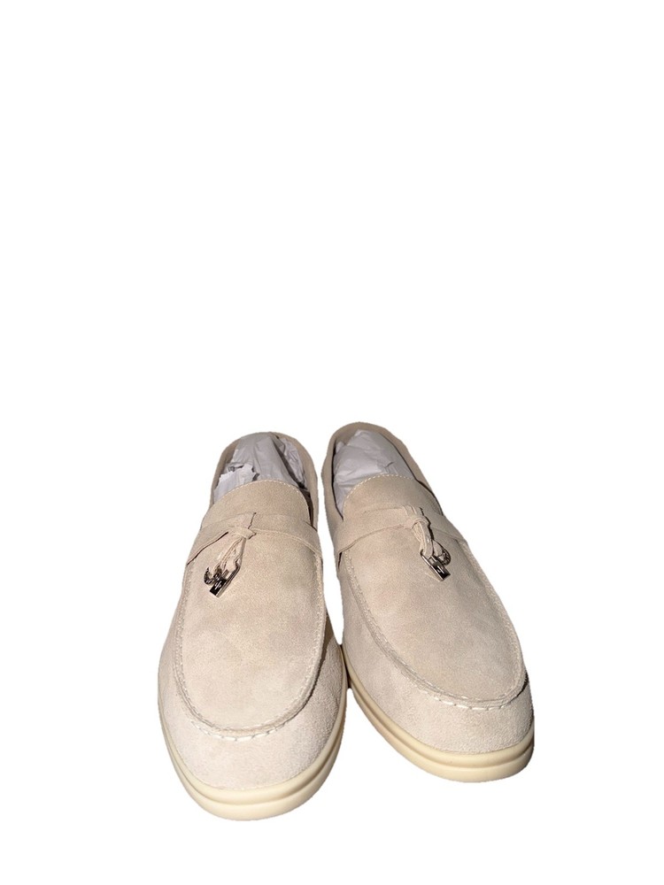 Loro Piana Summer Charm Walk Women’s EU 38 Pearl Powder Beige Loafer Shoes
