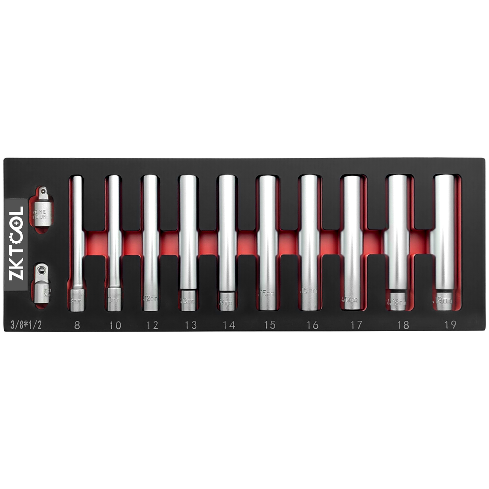 12PCS Deep Metric Socket 1/2 3/8-Inch Drive 6PT 8-10-12-13-14-15-16-17-18-19MM