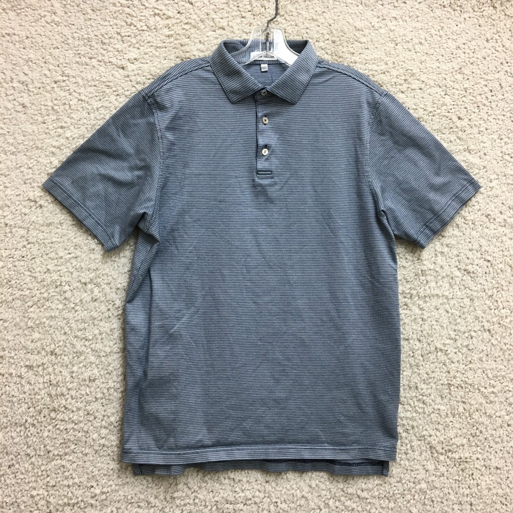 Peter Millar Polo Shirt Large Adult Blue Short Sleeve Golf Casual Modern Fit Men