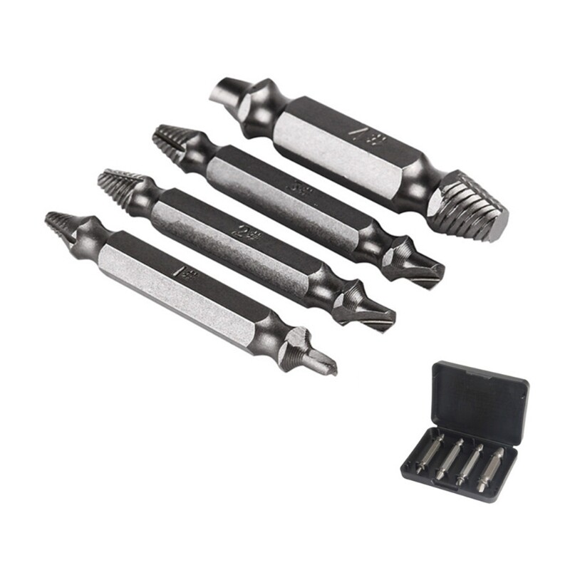 Damaged Screw Extractor Set for Broken Corrosion-Resistant Screws Drill Bits