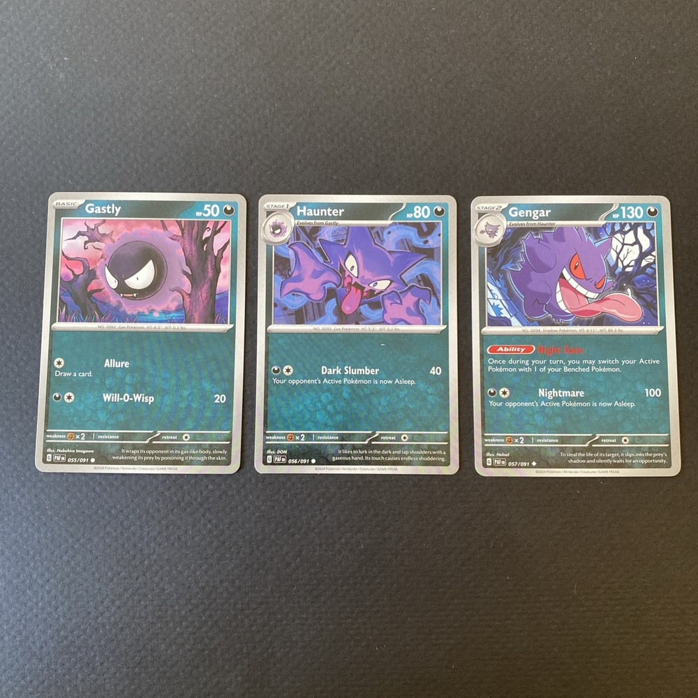 Pokémon TCG Gengar 57/91 Paldean Fates Gastly Haunter Evolution Set