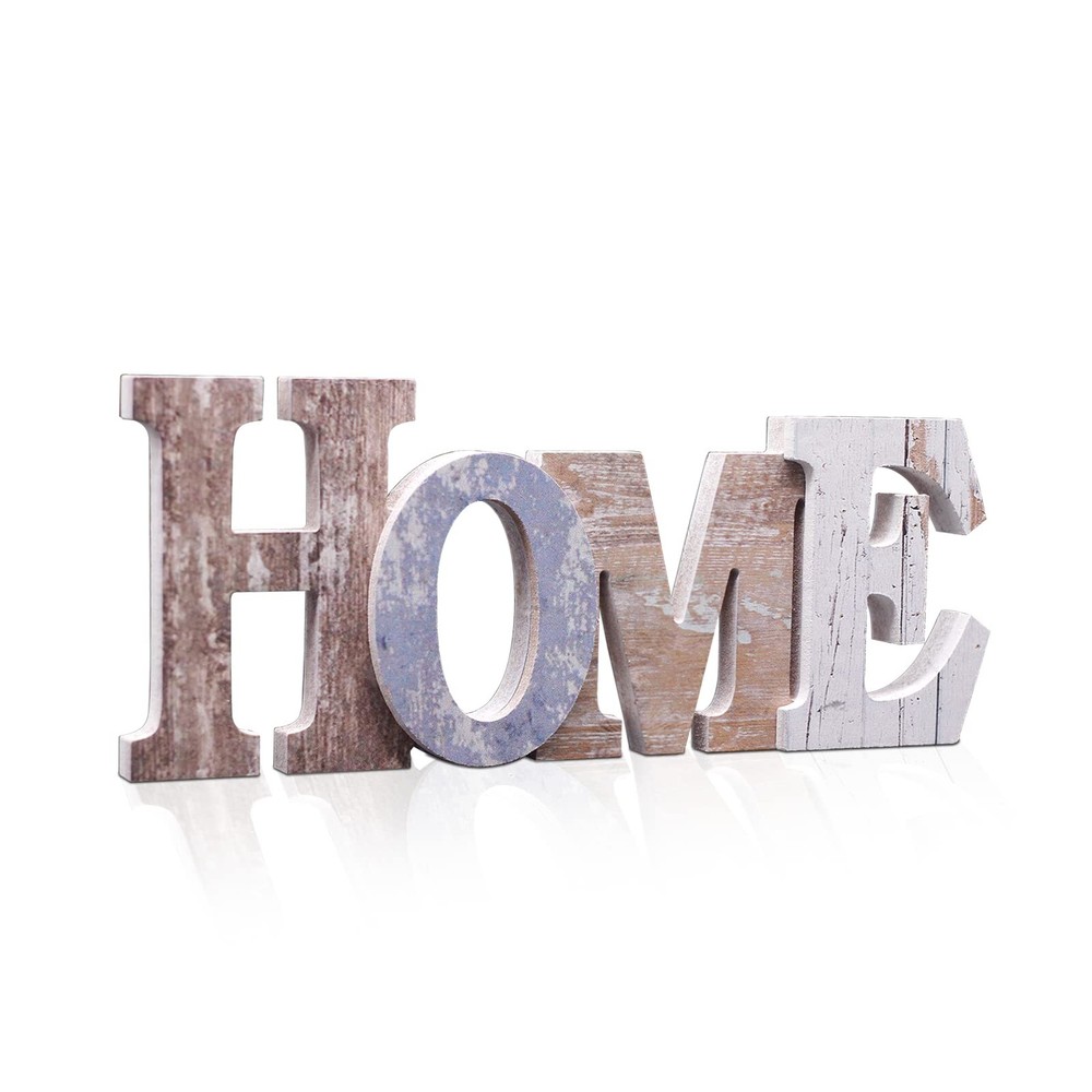 Wood Home Sign, Decorative Art Wall Mount, Free Standing Wooden Word Table Si...
