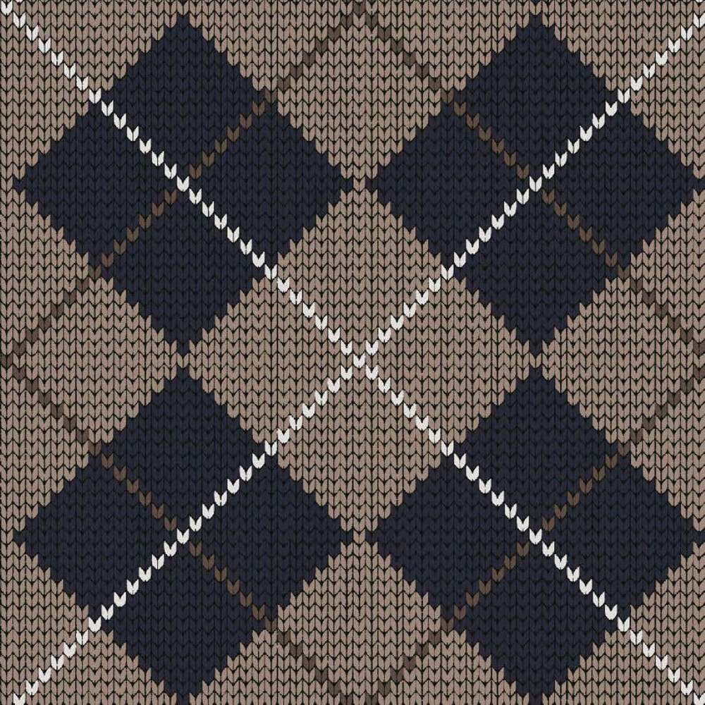 Poly Spandex Argyle Print Sweater Knit Fabric 2-Way Stretch for Apparel