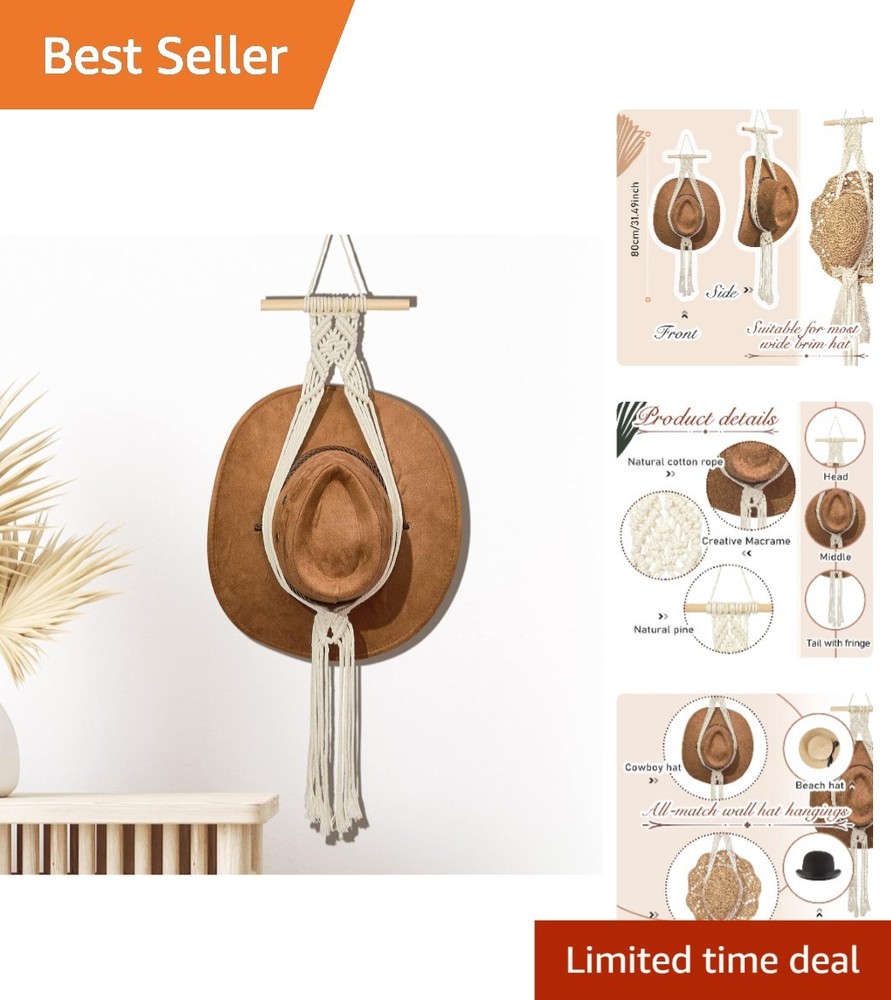 Elegant Handmade Boho Hat Rack - Wall-Mounted Organizer for Stylish Homes