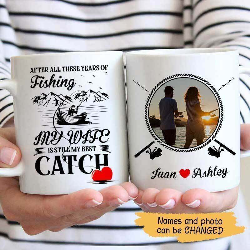 My Best Catch Photo Personalized Cat Coffee Mug Family Gift Funny Gift