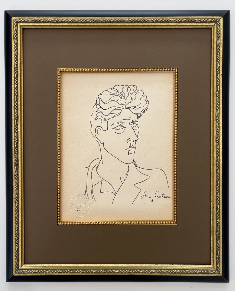 Jean Cocteau Lithograph style of, numbered and signed 1889-1963 Matted & Framed