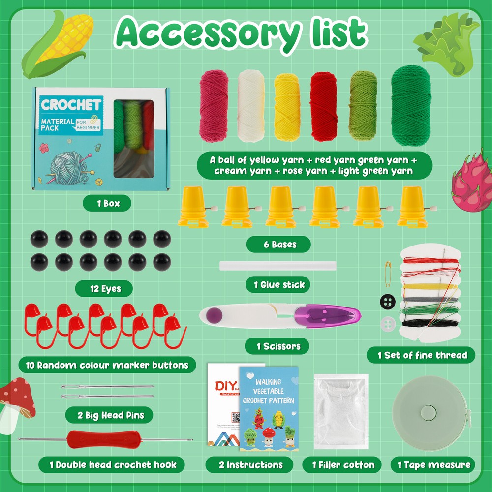 5Pcs Crochet Kit for Beginners Complete Crochet Knitting Kit Adorable CV