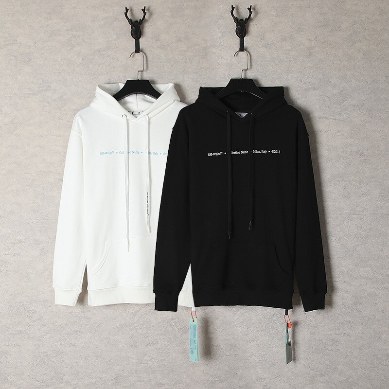 OFF WHITE Blue Line Arrow Hoodie Art Cotton Long Sleeve Autumn and Winter Casual