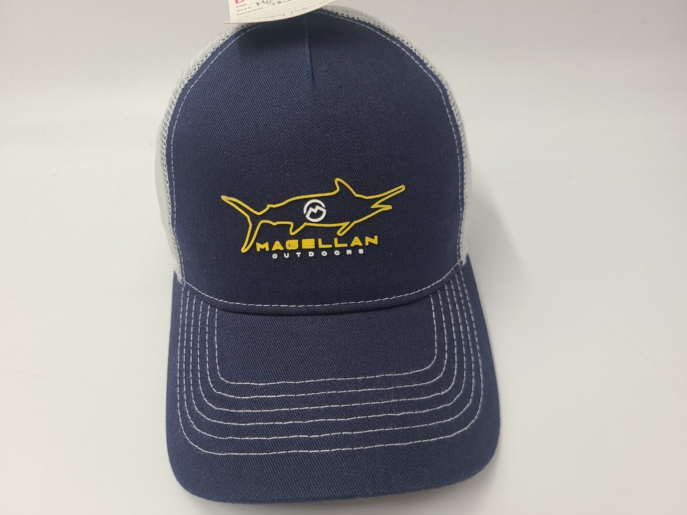 Magellan Outdoors Fishing Marlin Mesh Trucker Snapback Hat Cap Men Blue White