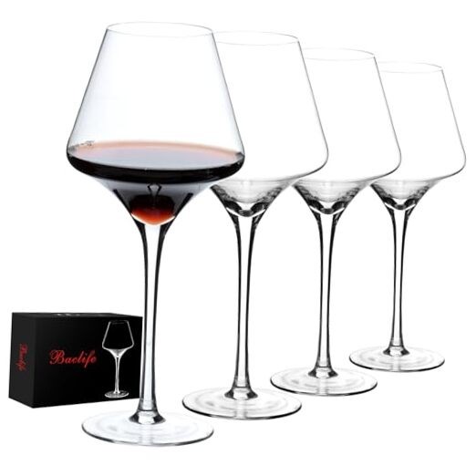 Red Wine Glasses Set of 4 – 17.5oz Premium Crystal Wine Glass With Long 4Pcs