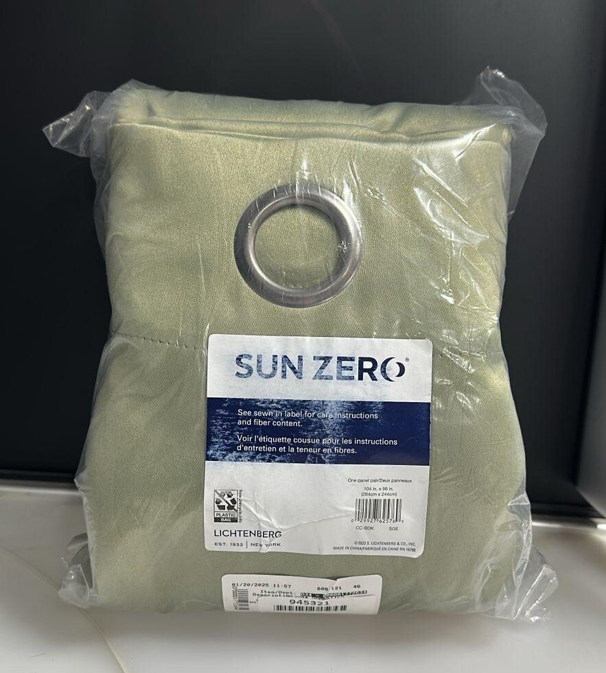 Sun Zero Broderick Blackout Grommet Curtain Panel Pair GREEN/SAGE 104 x 96