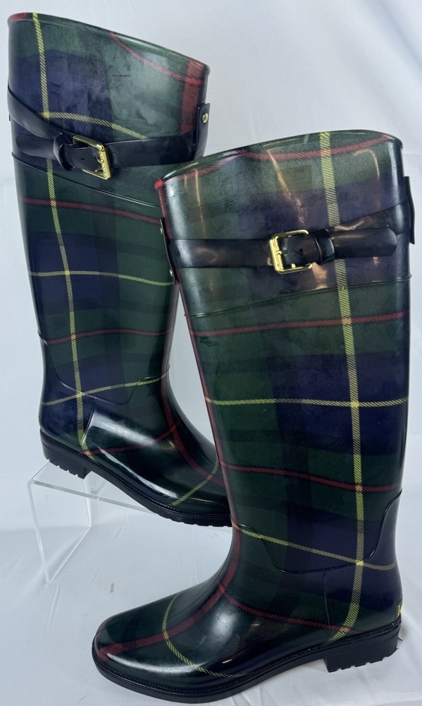 Botas de lluvia Lauren Ralph Lauren Rossalyn II 2 a cuadros para mujer talla 8B invierno