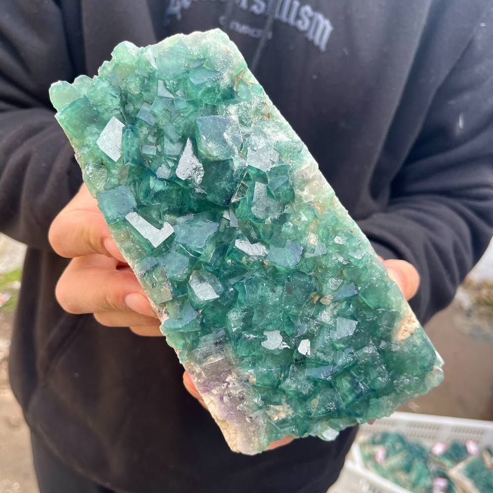 2.7lb Natural Green Fluorite Quartz Crystal Cluster Mineral Specimen
