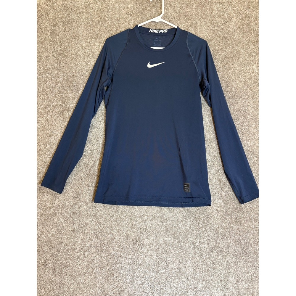 Nike Pro Dri Fit Mens Long Sleeve Compression Shirt Navy Blue