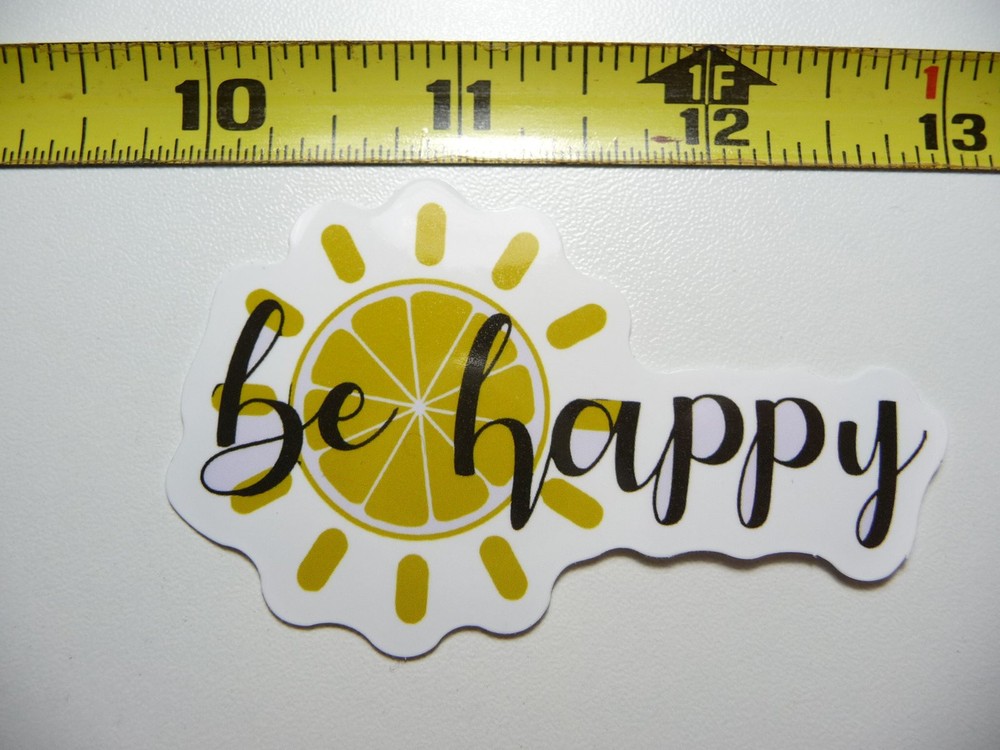 Be Happy Sun Orange Decal Sticker for Positive Attitude and Motivation