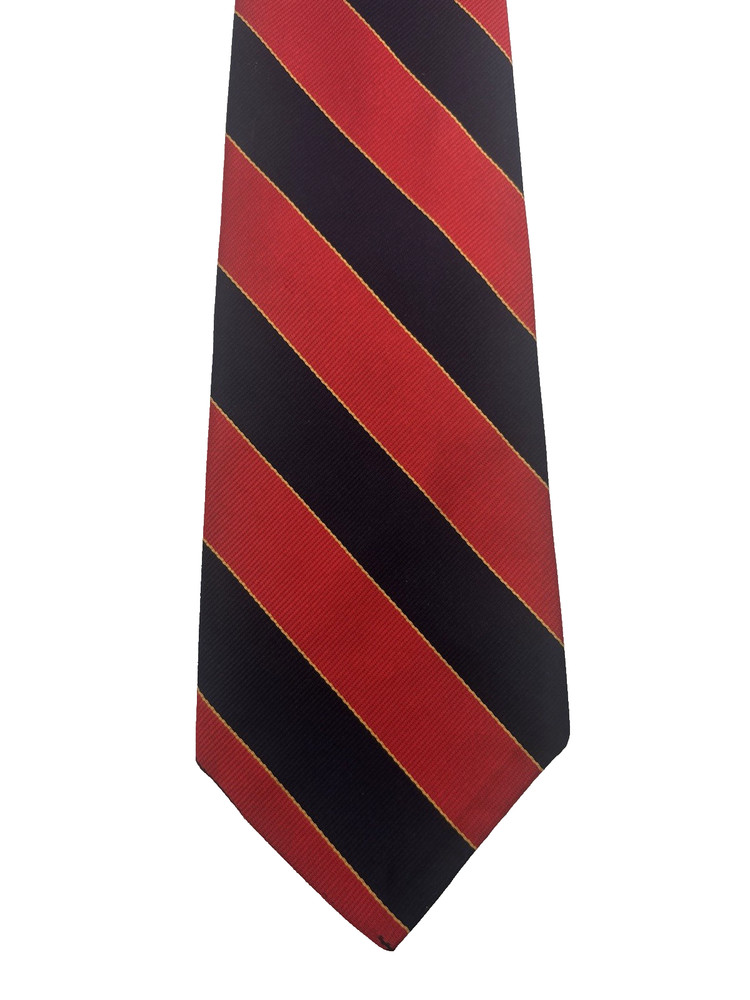 Robert Talbott For Nordstrom Silk Repp Tie Red Navy Gold Accent Stripe Necktie