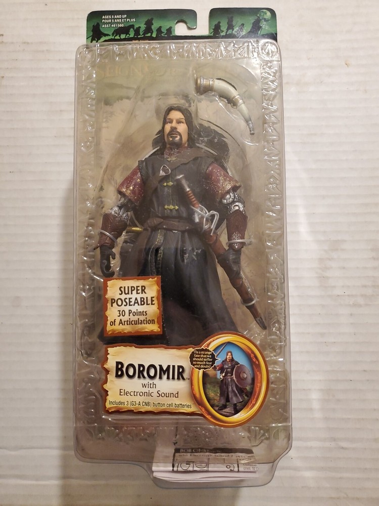 2005 Lord of the Rings BOROMIR-Super Poseable Fellowship of the Ring Figure New