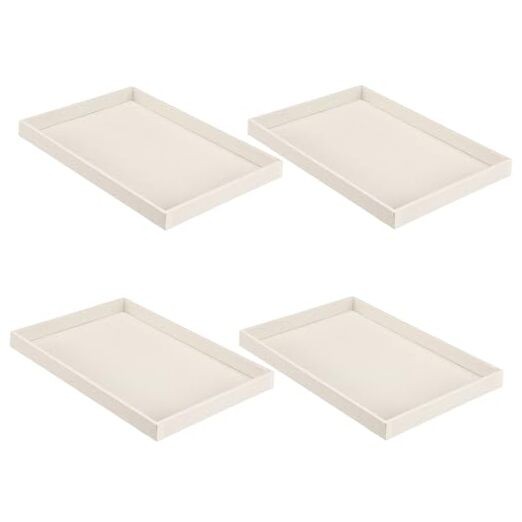 Quelay Stackable Jewelry Tray Jewelry Organizer Tray Showcase Display 4 Beige