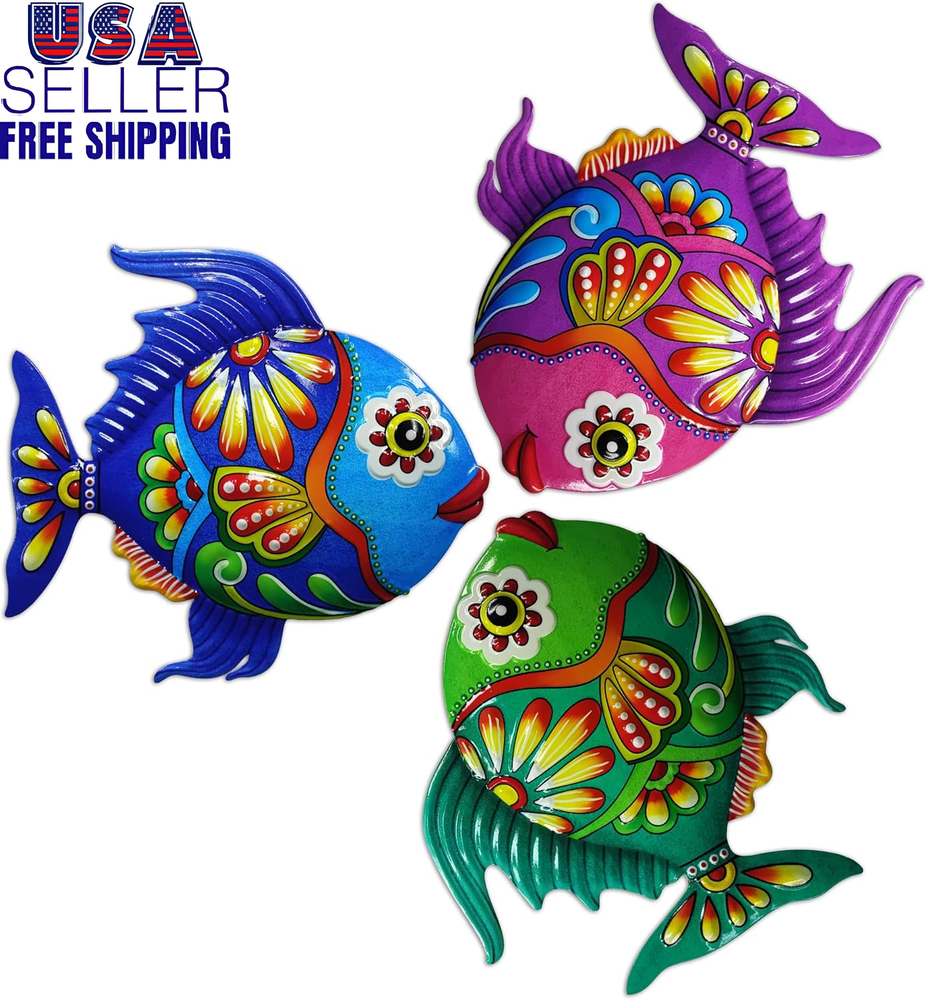 John'S Studio Metal Fish Sea Wall Decor Outdoor Garden Hanging Art Sculptures Ho
