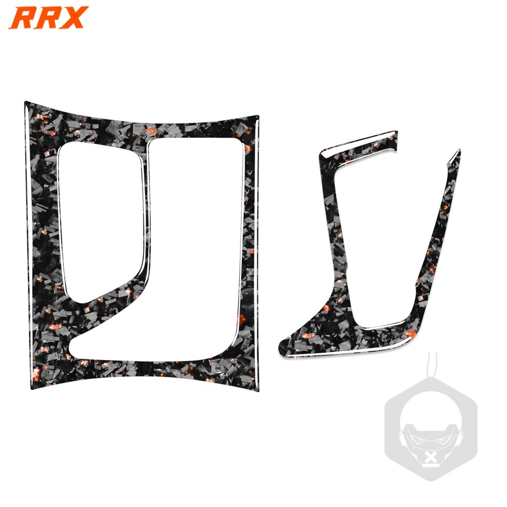 Orange Forged Carbon Fiber Cup Holder & Gear Shift Panel Cover For Dodge Charger