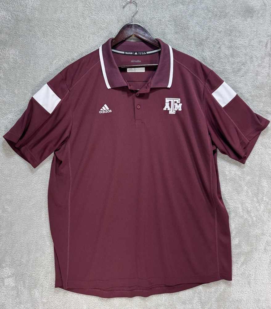 Adidas Climalite Polo Men’s 2XL Maroon Texas A&M Golf Embroidered