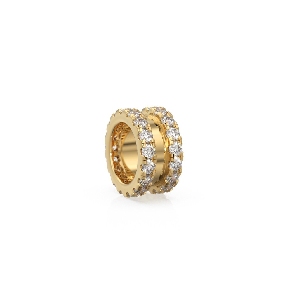 14k Gold Diamond Roundel Charm Wheel Connector Spacer April Birthstone Jewelry