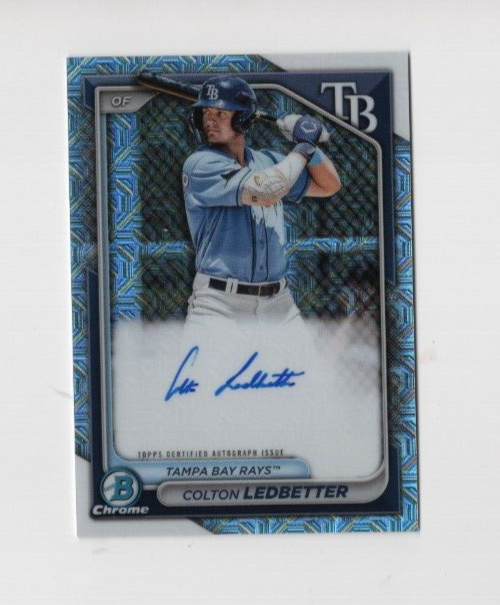COLTON LEDBETTER 2024 BOWMAN CHROME MEGABOX MOJO REFRACTOR AUTO TAMPA BAY RAYS