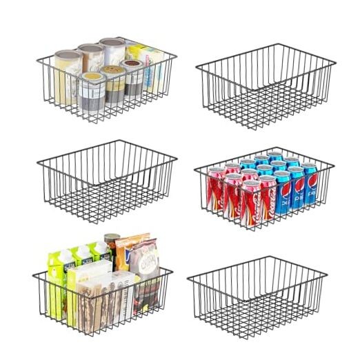 6 Pack Large Metal Wire Baskets for Pantry Storage and Organization