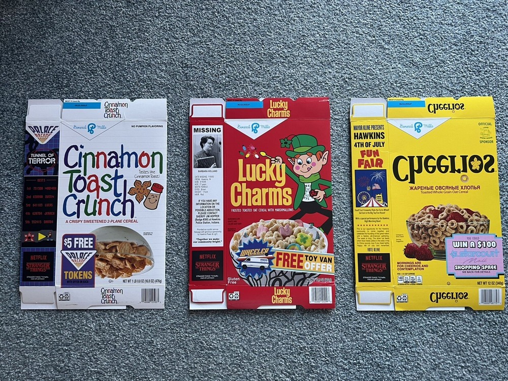 New General Mills Netflix Shop Stranger Things Cereal Box Set Lot of 3 LE 1500