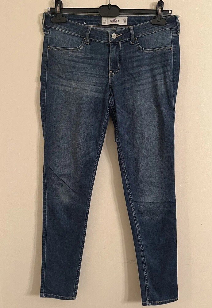 Hollister Jeans Size 9R W29 L29 Low Rise Skinny Stretch Womens Blue 2 Pockets
