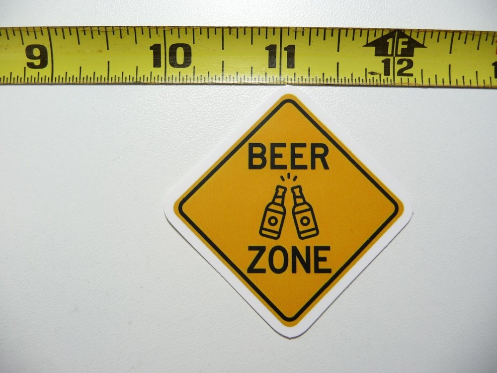 Funny Beer Zone Caution Sign Decal for Drinking Parties and Scrapbooking