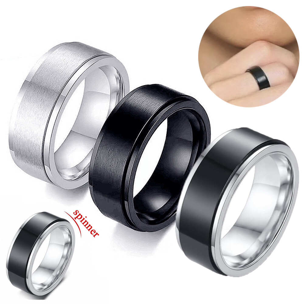 Titanium Steel Finger Ring Anti-anxiety Rotating Rings Plain Couple Rin