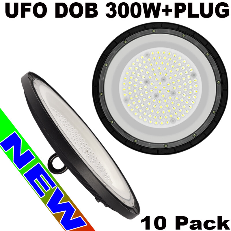 300w   UFO led high bay light 10Pc Factory Commercial Light Fixtures 6500K