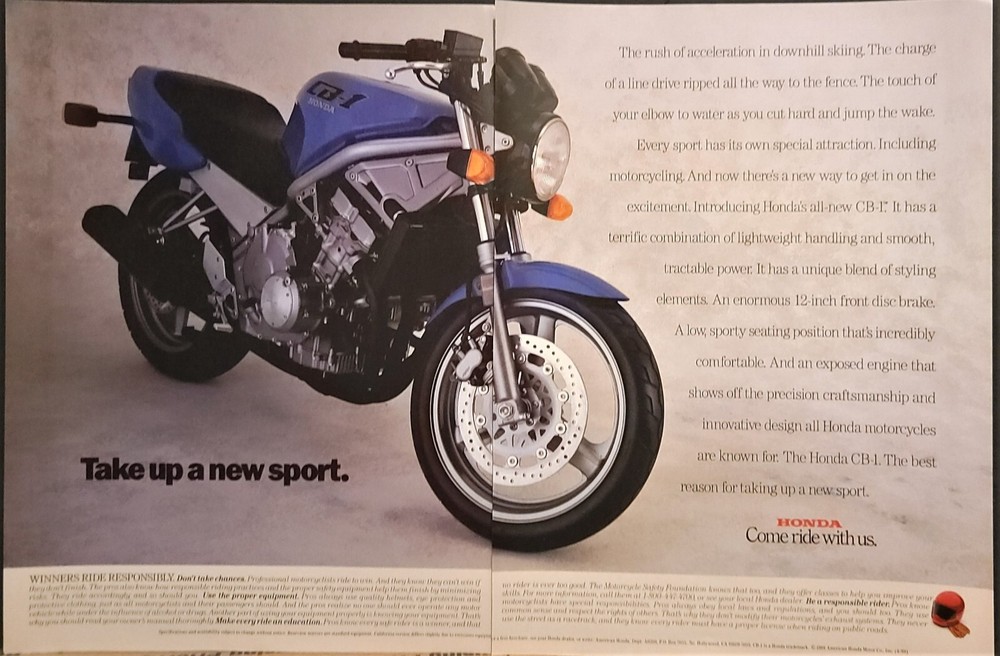 1985 Honda CB 1 Motorcycle 2p Print Ad