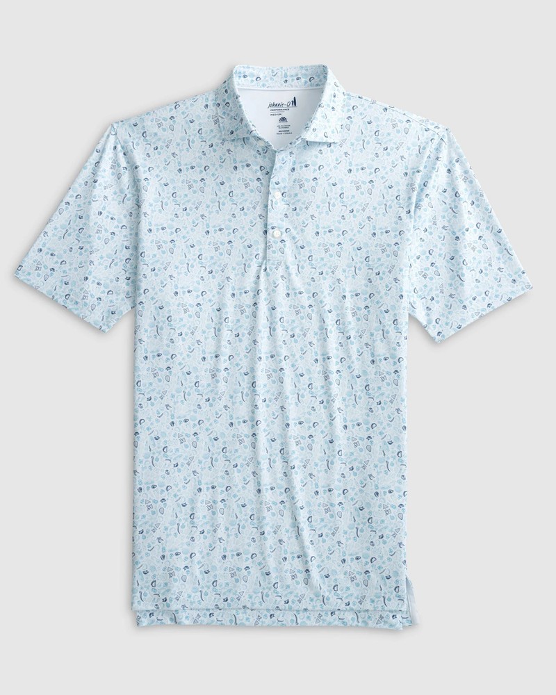 johnnie-O Tacos Y Tequila Printed Jersey Performance Polo Permafrost Size XL