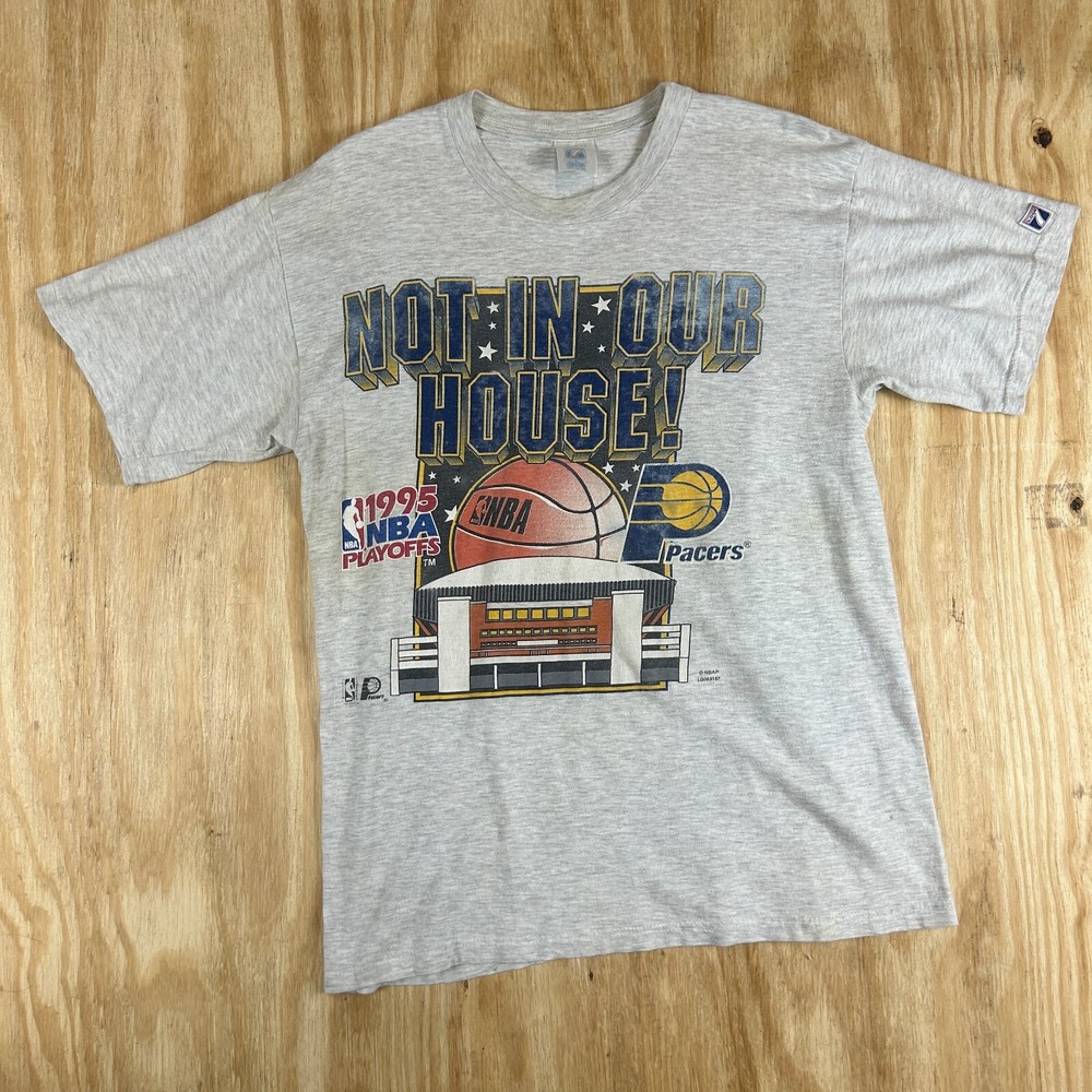 VTG Logo 7 NBA Indiana Pacers '95 NBA Playoffs Fan's Apparel Men's L Gray Retro