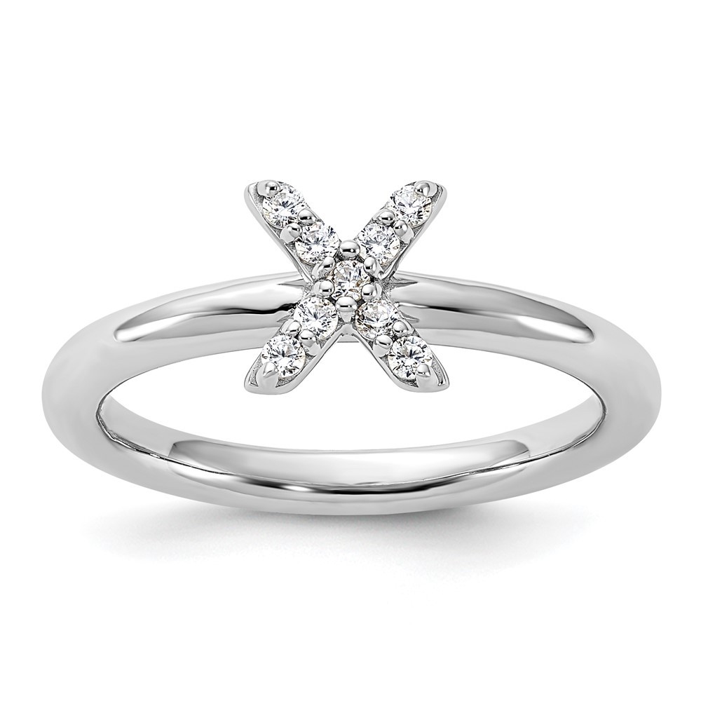 Sterling Silver Stackable Expressions Cubic Zirconia X Ring Size 8